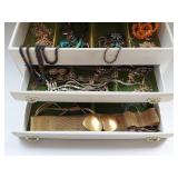 Vintage Jewelry Box with Assorted Costume Jewelry