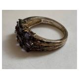 Sterling Silver Ring with Purple Gemstones