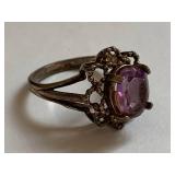 Vintage Sterling Silver Amethyst Ring
