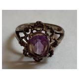 Vintage Sterling Silver Amethyst Ring