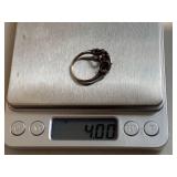 Sterling Silver Ring with Faceted Orange Gemstone