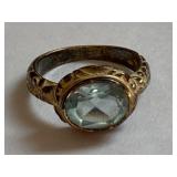 Vintage Sterling Silver Ring, Blue Gem