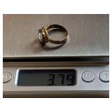 Vintage Sterling Silver Ring, Blue Gem