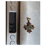 Maltese Cross Sterling Silver Multi-Color Gemstone Pendant