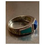 Sterling Silver Inlay Ring - 925 Marked