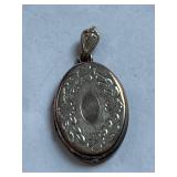 Vintage Sterling Silver Floral Locket Pendant