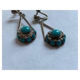 Vintage Sterling Silver Turquoise Earrings Screw-back - Backs Are Alpaca