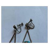 Vintage Sterling Silver Turquoise Earrings Screw-back - Backs Are Alpaca