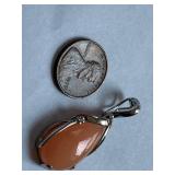 Sterling Silver, Diamond and Rose Quartz Pendant