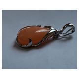 Sterling Silver, Diamond and Rose Quartz Pendant