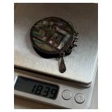 Vintage Sterling Silver Abalone Inlay Brooch