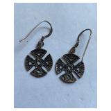 Sterling Silver Celtic Cross Earrings 925 Unique Design