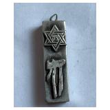Sterling Silver Mezuzah Star of David Chai Pendant