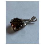 Sterling Silver Pendant Hexagon Gem