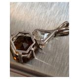 Sterling Silver Pendant Hexagon Gem