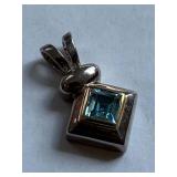 Sterling Silver Pendant Aquamarine Gemstone 925