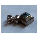 Sterling Silver Pendant Aquamarine Gemstone 925
