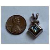 Sterling Silver Pendant Aquamarine Gemstone 925