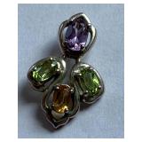 Sterling Silver Multicolor Gemstone Pendant