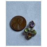 Sterling Silver Multicolor Gemstone Pendant