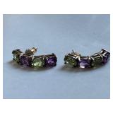 Sterling Silver Amethyst & Peridot Earrings