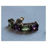 Sterling Silver Amethyst & Peridot Earrings