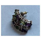 Sterling Silver Amethyst & Peridot Earrings