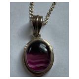 Sterling Silver Necklace with Purple Fluorite Pendant