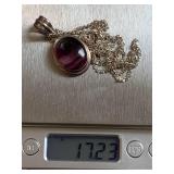 Sterling Silver Necklace with Purple Fluorite Pendant