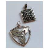 Sterling Silver Celtic Triquetra & Square Pendants
