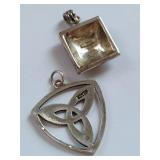 Sterling Silver Celtic Triquetra & Square Pendants