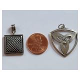 Sterling Silver Celtic Triquetra & Square Pendants