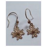 Elegant Sterling Filigree Floral Earrings & Ankh Pendant Set