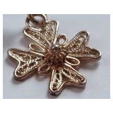 Elegant Sterling Filigree Floral Earrings & Ankh Pendant Set