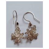 Elegant Sterling Filigree Floral Earrings & Ankh Pendant Set