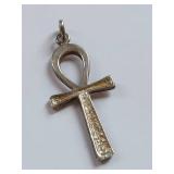 Elegant Sterling Filigree Floral Earrings & Ankh Pendant Set