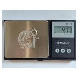 Elegant Sterling Filigree Floral Earrings & Ankh Pendant Set