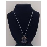 Vintage Sterling Silver Marcasite Pendant Necklace - Chain is not silver