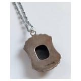 Vintage Sterling Silver Marcasite Pendant Necklace - Chain is not silver