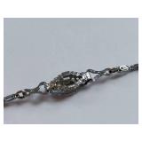 Vintage Sterling Silver Marcasite Pendant Necklace - Chain is not silver