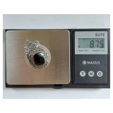 Vintage Sterling Silver Marcasite Pendant Necklace - Chain is not silver