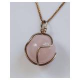 Sterling Silver Necklace with Pink Stone Pendant
