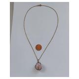 Sterling Silver Necklace with Pink Stone Pendant