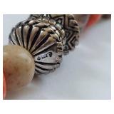 Sterling Silver Native American Style Beaded Necklace & Bracelet Set