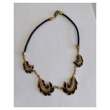 Vintage Designer Style Black Gold Necklace