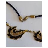 Vintage Designer Style Black Gold Necklace