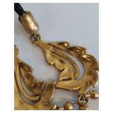 Vintage Designer Style Black Gold Necklace