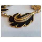 Vintage Designer Style Black Gold Necklace