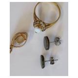 Opal Jewelry Set: Necklace, Ring, Earrings