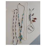 Handmade Beaded Necklaces & Earrings Set - Some Carved